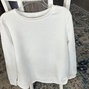 Women's White Textured Crewneck  Sweatshirt.
